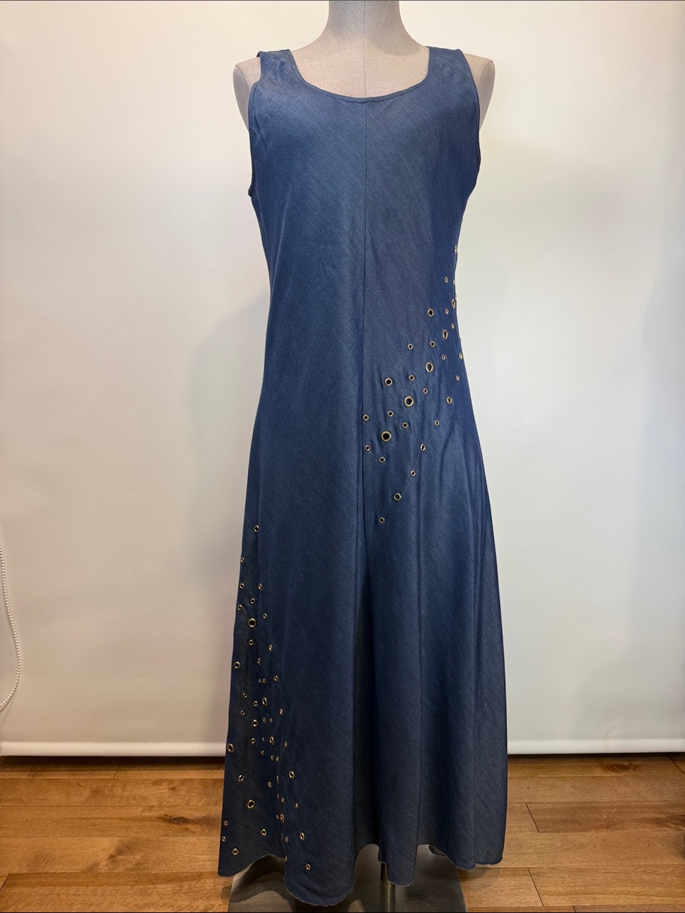Ivanka Trump Chambray Blue A-Line Dress with Grommet Details | Size 10